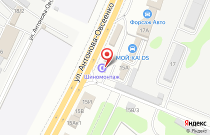 Шиномонтажная мастерская на улице Антонова-Овсеенко на карте