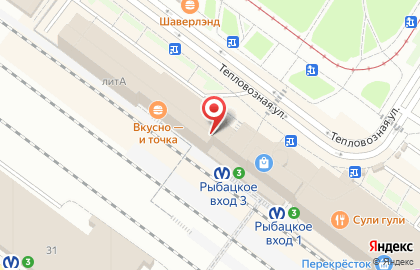 Продовольственный магазин на Тепловозной улице на карте