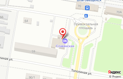 Гостиница Славянская в Благовещенске на карте