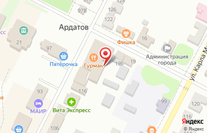 Магазин овощей и фруктов на Ленинской улице на карте