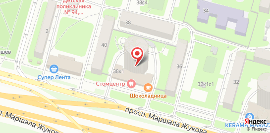 Клиника Ниармедик на проспекте Маршала Жукова на карте