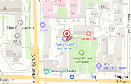 Армейский магазин в Рязани на карте