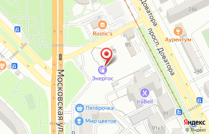 Энергос на Московской улице на карте