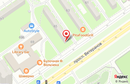 Магазин Вологодские продукты на проспекте Ветеранов на карте