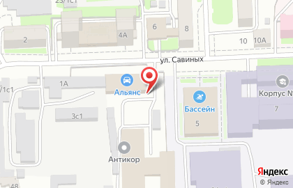 Компания автопроката и автоаутсорсинга Альянс на улице Савиных на карте