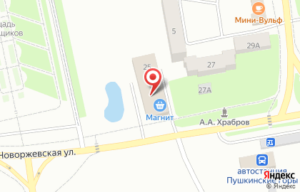 Гипермаркет Магнит в Пскове на карте