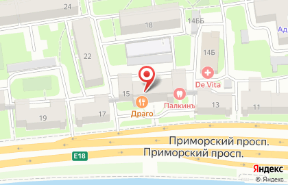Ресторан Драго на Приморском проспекте на карте