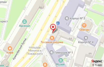 Указатель системы городского ориентирования №4207 по ул.Минина и Пожарского площадь, д.6 р на карте