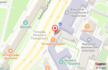 Указатель системы городского ориентирования №4207 по ул.Минина и Пожарского площадь, д.6 р на карте