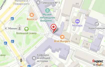 Унивеситет ННГУ имени Н.И. Лобачевского на улице Ульянова на карте