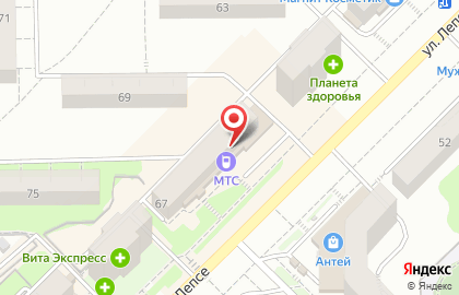 Оператор связи МТС на улице Лепсе на карте