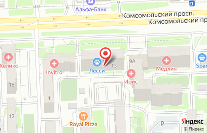 Торгово-рекламная компания РекТайм на Комсомольском проспекте на карте