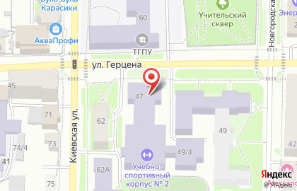 Томский государственный педагогический университет на улице Герцена на карте