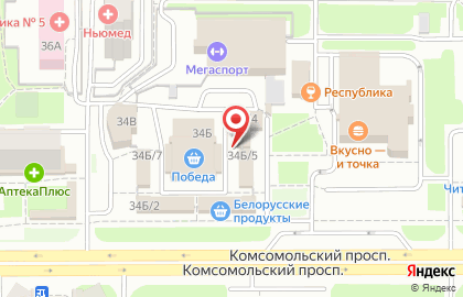 Киоск по продаже фруктов и овощей на Комсомольском проспекте на карте