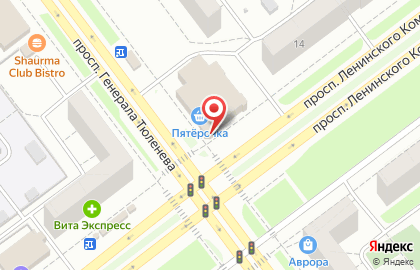 Супермаркет Пятёрочка на проспекте Ленинского Комсомола на карте