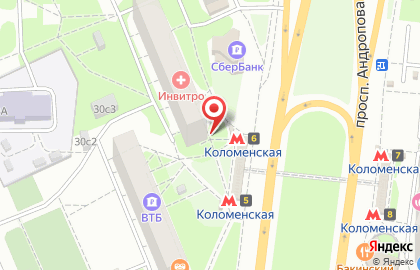 Цветочный супермаркет Цветочный Ряд на метро Коломенская на карте