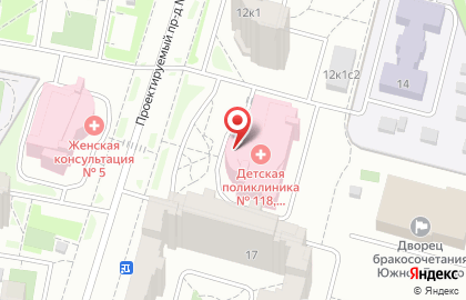 Детская городская поликлиника №118 на улице Брусилова на карте