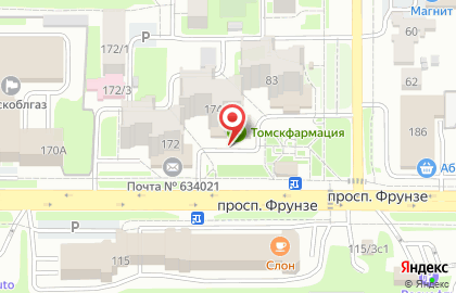Аптека Томскфармация на проспекте Фрунзе, 174 на карте