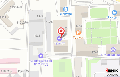 Гостиница Турист в Москве на карте