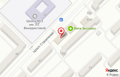 Супермаркет Пятёрочка на проспекте Строителей на карте