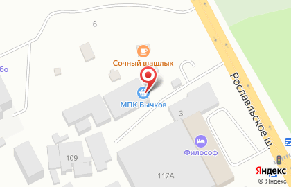 Первый частный мясной завод Бычков в Смоленске на карте
