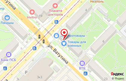 Магазин товаров для военных на площади Карла Маркса на карте