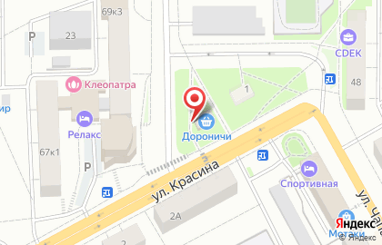 Фирменная сеть магазинов Дороничи. Мясо. Молоко на улице Красина на карте