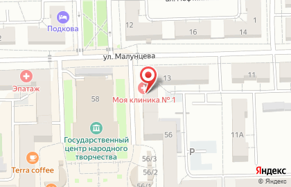Магазин фруктов и овощей на улице Малунцева на карте