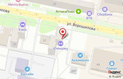 Школа боевых искусств на улице Ворошилова на карте