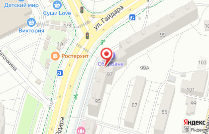 Магазин Виниссимо на улице Гайдара на карте