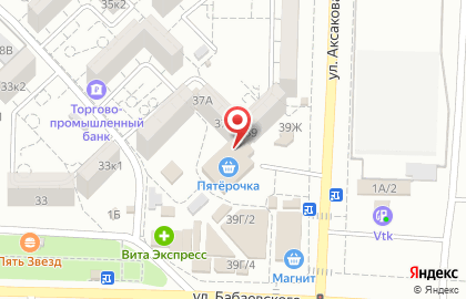 Магазин по продаже хлебобулочных изделий на улице Аксакова на карте