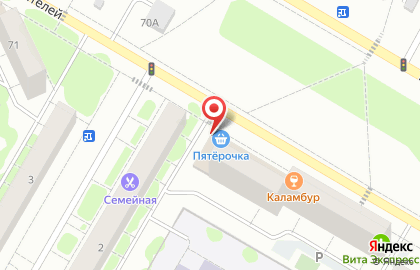 Супермаркет Пятёрочка на улице Строителей на карте