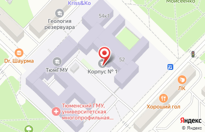 Тюменский государственный медицинский университет на Одесской улице, 52 на карте