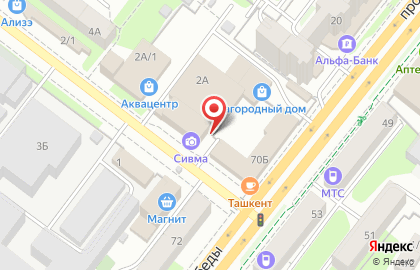 Многопрофильный магазин Хозяюшка в Октябрьском районе на карте