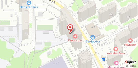 Медицинский центр Гиппократ на Совхозной улице на карте