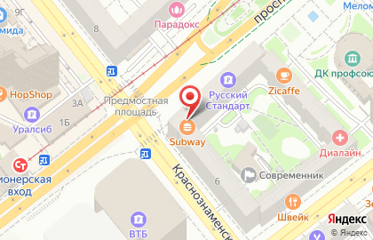 Subway в Центральном районе на карте