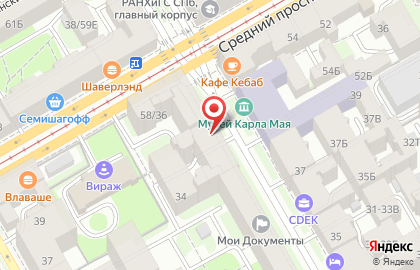 Продуктовый магазин Мир в Василеостровском районе на карте