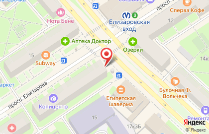 Салон оптики Питер Оптика на проспекте Елизарова на карте