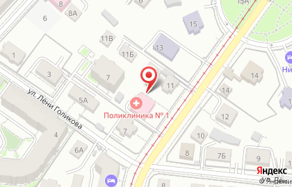 Городская поликлиника №1 на улице Тельмана на карте