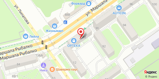 Ортопедический салон ОРТЕКА на улице Маршала Рыбалко на карте
