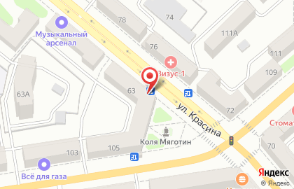 Супермаркет Метрополис на улице Красина на карте