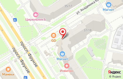 Сеть центров мобильной связи Связной в Фрунзенском районе на карте