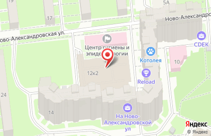 Центр Гигиены и Эпидемиологии в Спб, Филиал в Красногвардейском и Невском Районах на Ново-Александровской улице на карте