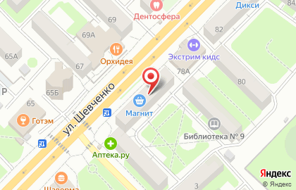 Магазин Мимоза на улице Шевченко на карте