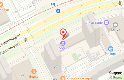 Барбершоп Topgun в Свердловском районе на карте