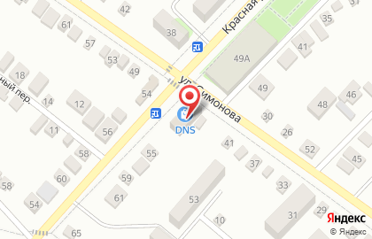 Магазин цифровой и бытовой техники DNS на улице Симонова на карте