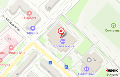 Ледовая арена в Клинцах на карте