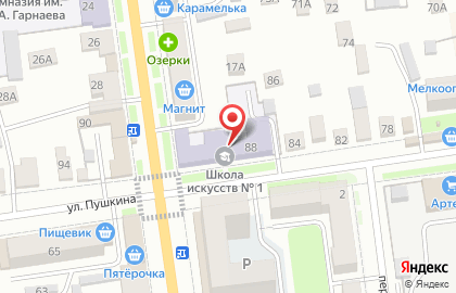 Детская школа искусств №1 на улице Пушкина на карте