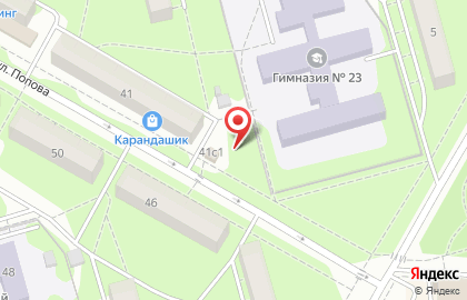 Магазин Тепличное на улице Попова на карте