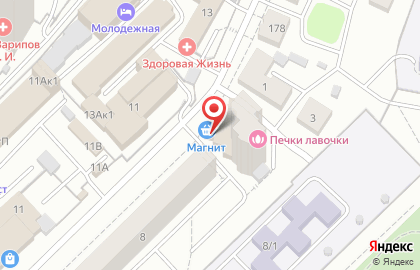 Супермаркет Магнит у дома на Заводской улице на карте